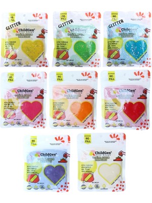 ChildGen Doğal Oyun Hamuru - 8li Karışık Set 8x125 Gr Vakumlu Kartuş Paket - (ecopack-refill)