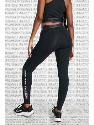 Nike Pro Dri Fit Grappic Leggings Black Toparlaycı Kadın Taytı Siyah