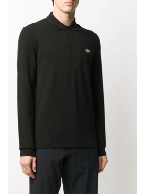 Lacoste Siyah Klasik Fit Erkek Polo Yaka Uzun Kollu Sweatshirt