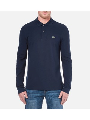 Lacoste Lacivert Klasik Fit Erkek Polo Yaka Uzun Kollu Sweatshirt