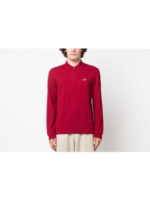 Lacoste Bordo Klasik Fit Erkek Polo Yaka Uzun Kollu Sweatshirt