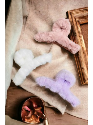 Aymeta Kadın Peluş Model 3 Adet Büyük Boy 14 cm Mandal Toka Seti