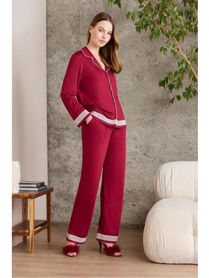Pierre Cardin Bordo Penye Kadın Pijama Takımı 2200