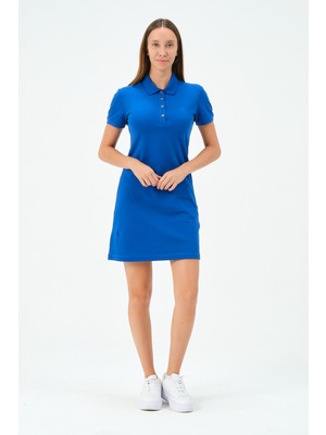 Msw Kadın Regular Fit Sax Polo Yaka Elbise