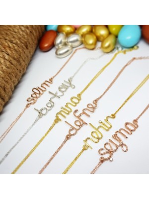 Vogutima Kişiye Özel Isim Tel Bükme 925 Ayar Gümüş Sevgiliye,anneye,arkadaşa Hediye Bileklik