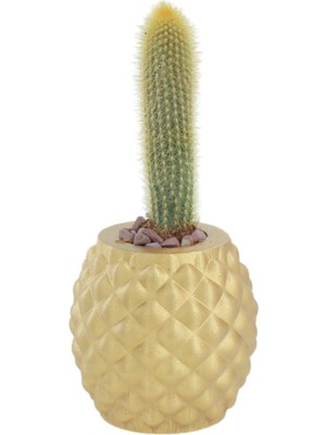 Stein Kohle Çiçek Saksısı Büyük Boy 1 Adet Altın Renk Uygulamalı Ananas Model