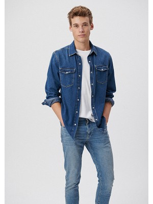 Mavi Erkek Rio Koyu Mavi Vintage Jean Gömlek 0295785620