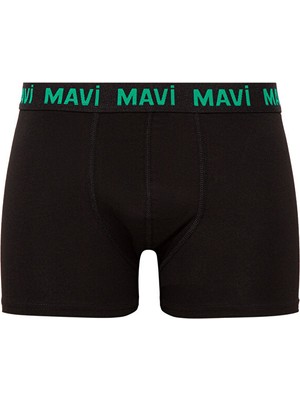 Mavi Siyah Basic Boxer