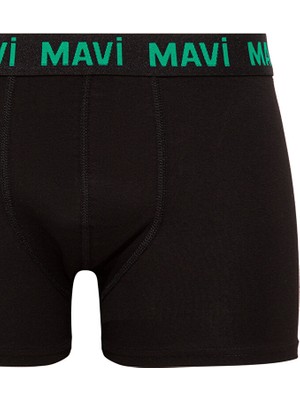 Mavi Siyah Basic Boxer