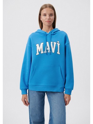 Mavi Kadın Mavi Logo Baskılı Kapüşonlu Mavi Sweatshirt 1600361-70861