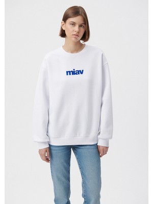 Mavi Kadın Miav Baskılı Beyaz Sweatshirt 1610964-620