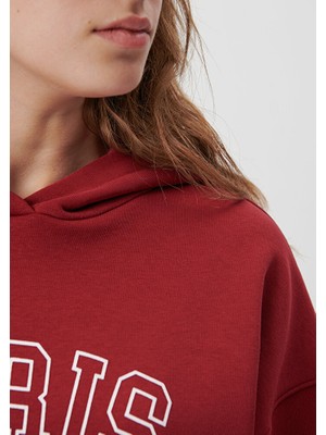 Mavi Kadın Paris Baskılı Kapüşonlu Bordo Sweatshirt 1611989-85493