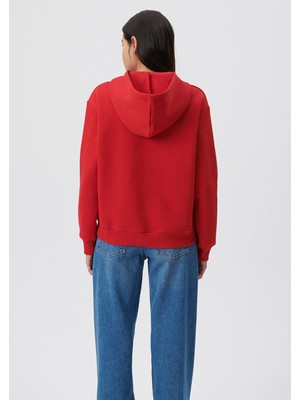 Mavi Kadın Kapüşonlu Kırmızı Basic Sweatshirt 167299-82054