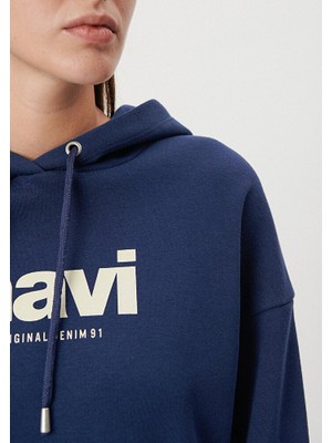 Mavi Kadın Mavi Logo Baskılı Kapüşonlu Lacivert Sweatshirt 168334-70488