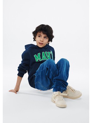 Mavi Logo Baskılı Lacivert Kapüşonlu Sweatshirt 6610110-70490