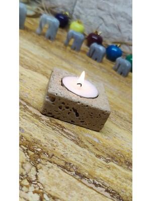 Marble Center Mermer Mumluk Tealigt Traverten 6X6X2CM