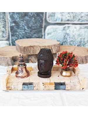 Gökçen Hobi Buddha Buda Mini Biblo Set.doğal Taş Stantlı.