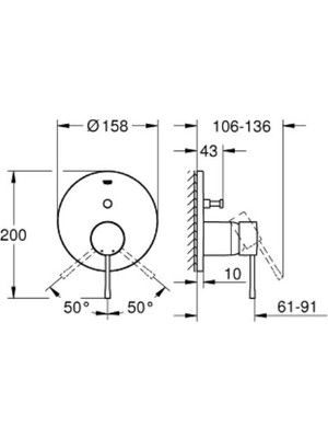 Grohe Essence 2 Yollu Yön Değiştiricili Tek Kollu Banyo Bataryası - 24167DA1