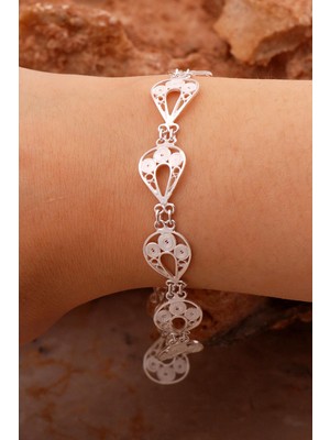 Sümer Telkari Telkari Işlemeli Damla Gümüş Bileklik 4409