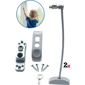 Gri Pencere Kilidi 2 Adet Halatlı Çocuk Güvenlik Emniyet Hırsız Pimapen Pvc Kapı Bebek Kilit