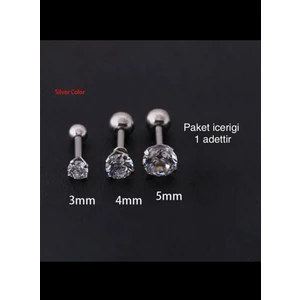 Ares Collection 316L Cerrahi Zirkon Tek Taş Tragus Helix Conch Kıkırdak Lobe Uyumlu Piercing