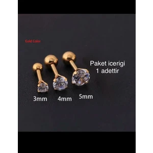 Ares Collection 316L Cerrahi Zirkon Tek Taş Tragus Helix Conch Kıkırdak Lobe Uyumlu Piercing