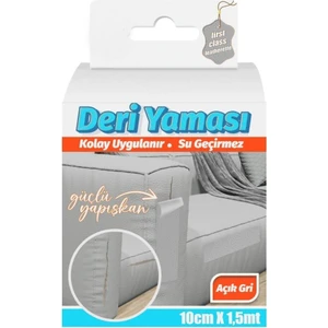 Deri Yaması Kendinden Güçlü Yapışkanlı Kolay Uygulanır Su Geçirmez 10Cmx1,5 Metre-Açık Gri
