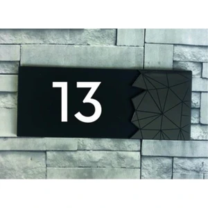 Dekoratif Aynalı Füme Kapı Numarası - 13