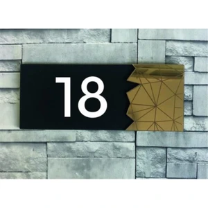 Dekoratif Gold Aynalı Kapı Numarası - 18