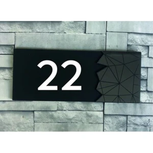 Dekoratif Aynalı Füme Kapı Numarası - 22