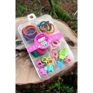 Çocuk Kutulu Rengarenk Lastik, Havlu ve Mandal Toka Seti