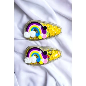 2 Li Pullu Gökkuşaklı Çıt Çıt Çocuk Toka Seti