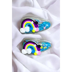 2 Li Pullu Gökkuşaklı Çıt Çıt Çocuk Toka Seti