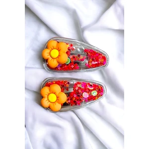 2 Li Pullu Çiçekli Çıt Çıt Çocuk Toka Seti