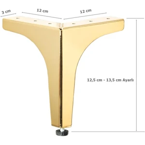 4 Adet Klas Ayak Metal 12,5 cm Altın Mobilya Koltuk Ayağı