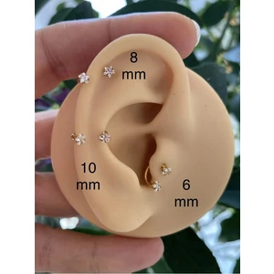 Ares Collection Cerrahi Çelik Iki Ucu Zirkon Yıldız Taşlı Helix Kıkırdak Tragus Rook Lobe Uyumlu Halka Piercing