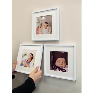 Yapışkanlı Sök-tak Paspartulu Beyaz 21x21cm Kare Fotoğraf Çerçevesi - 3'lü Paket