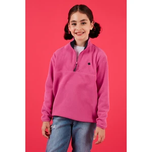 Yumuşak Dokulu Fermuarlı Dik Yaka Şardonlu Kışlık Polar Unisex Çocuk Polar 5905002