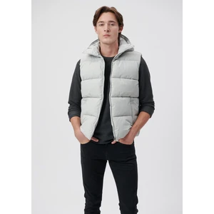 Kapüşonlu Açık Gri Şişme Yelek 0110089-70075