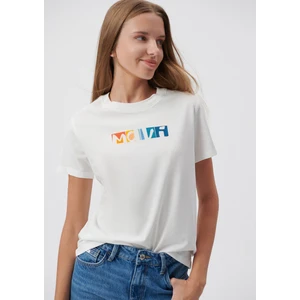 Kadın Mavi Baskılı Beyaz Tişört 1611482-70057