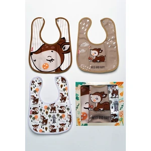 Karaca Temalı Kare 3 Parça Microfiber Mama Önlüğü Kendi Kutusunda (Su Geçirmez) Çıtçıtlı