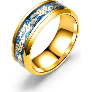 Moda Titanyum Çelik Halka Altın Altın Ejderha (Yurt Dışından)