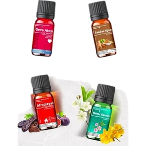 Cosmetics Aşk Serisi Saf Oda Kokusu - Buhurdanlık Yağı 4 Lü Set Esansiyel Uçucu Yağ Buhardanlık 4X10 ml Koku Özü Cam Şişe 4 Adet