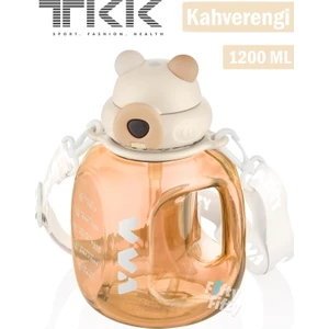 Tkk VVA1200 ml Çift Kullanım Pipetli/rahat Içim Bpa Içermeyen Askılı Tritan Su Matarası FFTKK1002 1200 ml