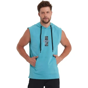 Erkek Kapüşonlu Kanguru Cepli Kolsuz Sweatshirt