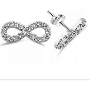 Neva Jewelry Beyaz Taşlı Sonsuzluk Küpe