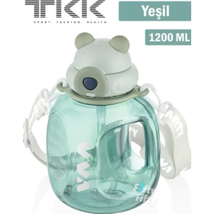 Tkk VVA1200 ml Çift Kullanım Pipetli/rahat Içim Bpa Içermeyen Askılı Tritan Su Matarası FFTKK1002 1200 ml