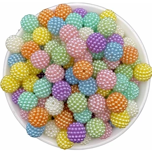 Hedef Bijuteri 50GR Karışık Pastel Renkli 14MM Böğürtlen Model Inci Boncuk ,takı, Hobi Boncuğu ( ~52 Adet)