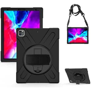 Apple iPad Pro 12.9 2022 M2 (6.nesil) Kılıf Yatay Standlı ve Askılı Military Amazing Defender Zırh Özellikli Kılıf (Model A2436,A2764/37)