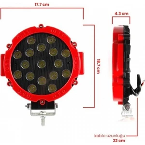 My Teknoloji Off Road LED Projektör Spot Delici Cree 17LED 51W 6500K 1 Adet Araba LED Çubuk Worklight 51W Offroad Çalışma Işığı  12V 24V Sis Lambası Off Road 4x4 Kamyon Tekne  Suv Atv 4 Için LED Traktör Spot Sis